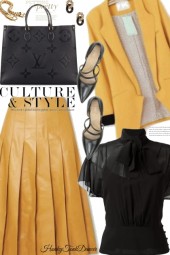 Mustard Leather Skirt