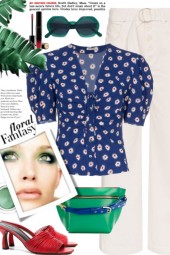 MIU MIU ruched floral print blouse 