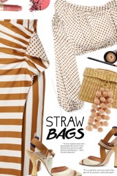 Stripes,polka dots and straw bag