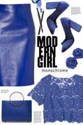 Blue Leather Skirt!