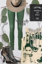 Grønn bukse og mønstret topp