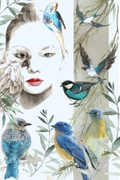 Jente med fugler