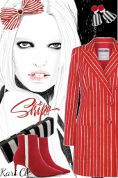 Rød-hvit stripet kjole 21-9