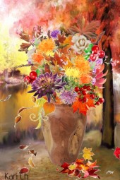 Vase med høstblomster 10-11