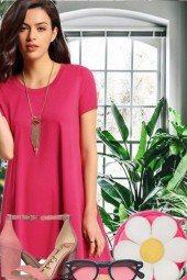 Summer Cotton Dress, Fantastic Pink Color