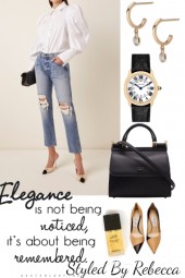 Casual Elegance  in Rip Jeans