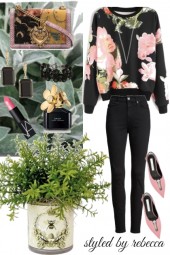 spring black and floral style