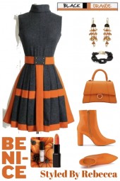 Black And Orange Date Dress