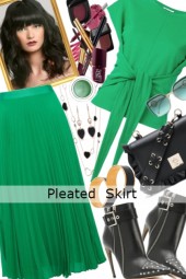 Pleated Skirt: Green