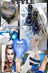 Soutache earrings, authentic (stamp back) Blue/gol
