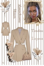 Monochrome Tan Blazer Dress