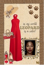 Red Jumpsuit with Leopard Accessories