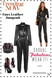 Trending Now--Faux Leather Jumpsuit