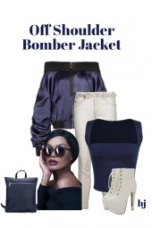 Off Shoulder Bomber Jacket