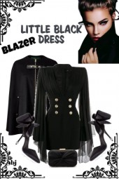 Little Black Sheer Sleeve Blazer Dress