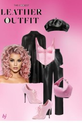 The Coolest Leather Outfit with Pink