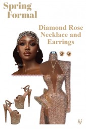 Diamond Rose Necklace and Earrings