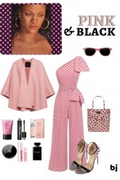 Pink and Black Dot Jumpsuit