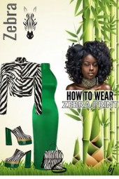 Zebra Print and Green Chunky Heel
