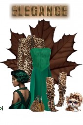 ELEGANCE--Green with Animal Print