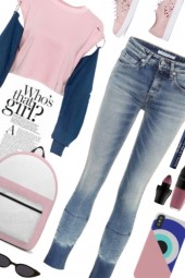 OOTD Pink blue snappy casual