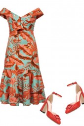 Bright Foliage Print Dress