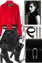 LEATHER WITH RED