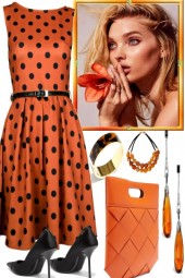 ORANGE &amp; BLACK POLKA DOTS