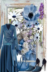 AQUA AND SPRING FLOWERS-