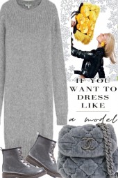 // GREY SWEATER DRESS