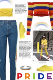 How to wear Rainbow Striped High Rise Jeans!