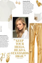 How to wear Skinny-Leg Lame Gold Trousers!