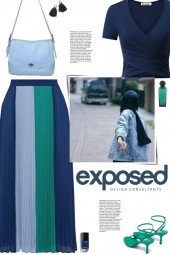 How to wear a Colorblock Pleated Crepe Midi Skirt!