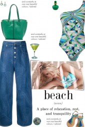 How to wear One-Shoulder Tropical Print Swimsuit!