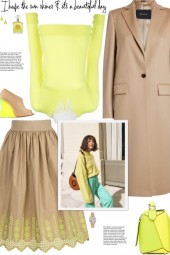 How to wear a Co-Ord Neon-Green Beige Skirt Set! 