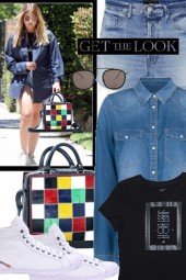   Ashley Benson - Patchwork hand bag