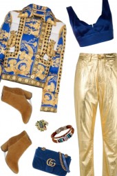 BRIGHT BLUE AND METALIC GOLD