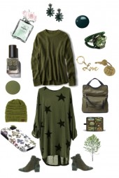 SWEATER OVER DRESS: ARMY