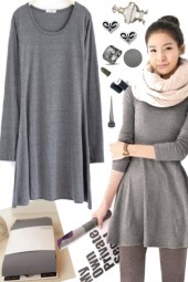 GRAY DRESS WITH TIGHTS