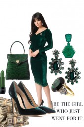 GREEN VELVET DRESS