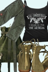 ARMY CARGOS AND TANK WITH SANDALS