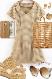 BEIGE GRAPH DRESS ON TREND ME