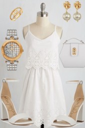 SUMMER EYELET DRESS: WHITE