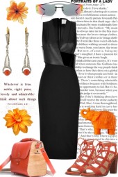 NEW BLACK DRESS WITH ORANGE ACCESSORIES