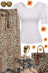 LEOPARD SKIRT AND BAG