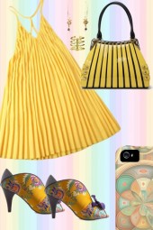 PLEATED SWING DRESS IN YELLOW