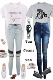 TWO TEES WITH TWO JEANS FOR TEA