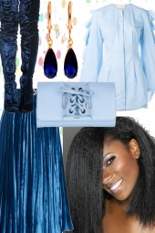 BLUE PLEATED SKIRT ON TREND ME 3320