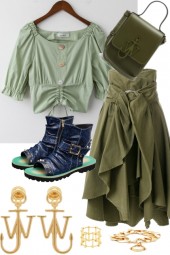 GREEN TREND ME SHIRT WITH SKIRT