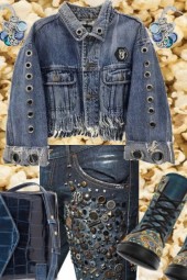 083120 DENIM MARK STUDDED AND GROMMETED